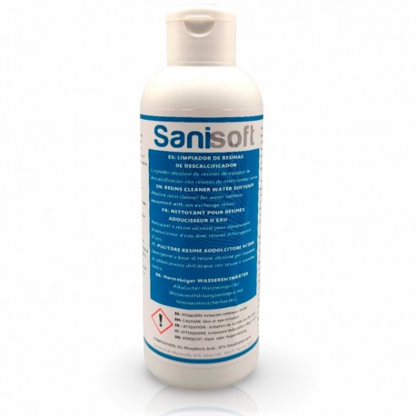 SANISOFT Nettoyant pour Résines d’Adoucisseur | Entretien 1 An | Élimine Fer, Manganèse et Impuretés