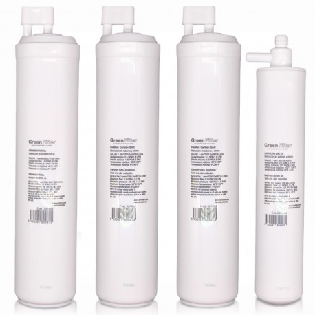 Kit de 4 filtres de rechange pour osmose inverse, marque Green Filter, type CS, avec post-filtre CS
