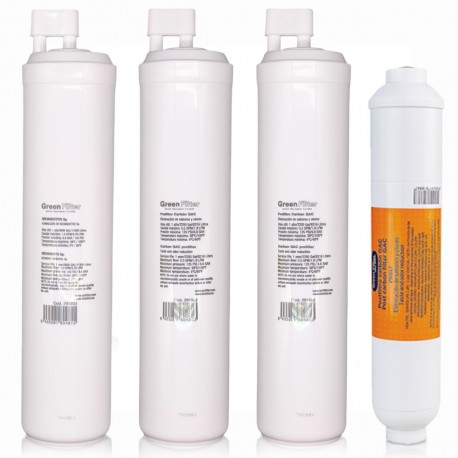 Kit 4 Filtres de remplacement pour osmoseur type CS avec post-filtre fileté M 1/4"