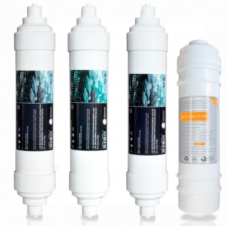 kit 4 filtres en ligne compact osmoseur raccord spigot 2" x 10"