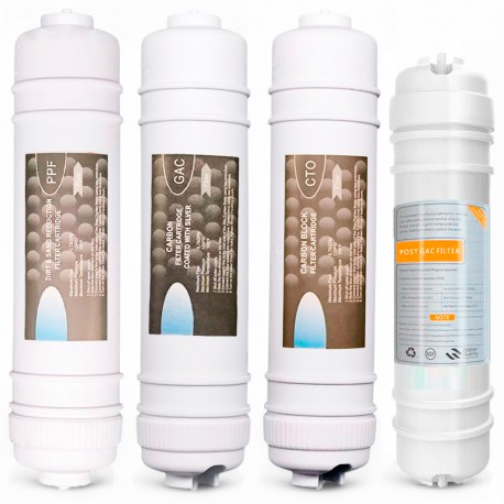 Kit de remplacement 4 filtres pour système d'osmose inverse - Connexion rapide 1/4" type I